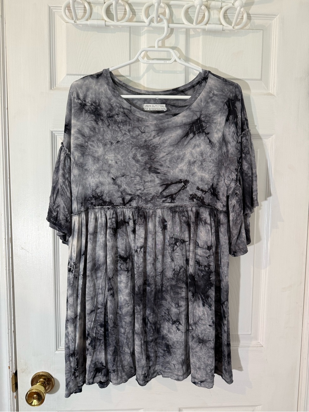 Urban Outfitters Black & Gray Tie-Dye Babydoll Mini Dress